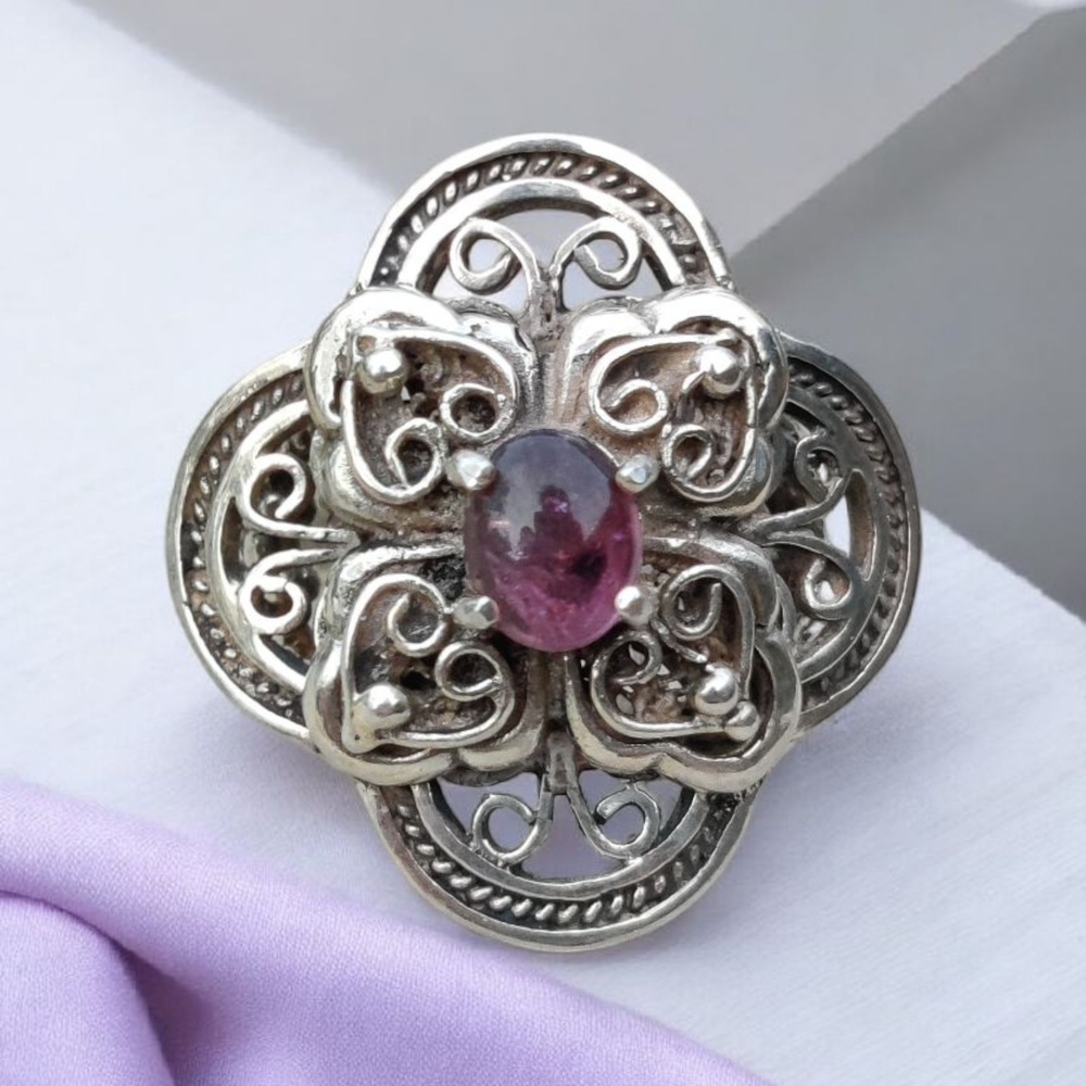 QVC Sterling Pink Tourmaline Ring